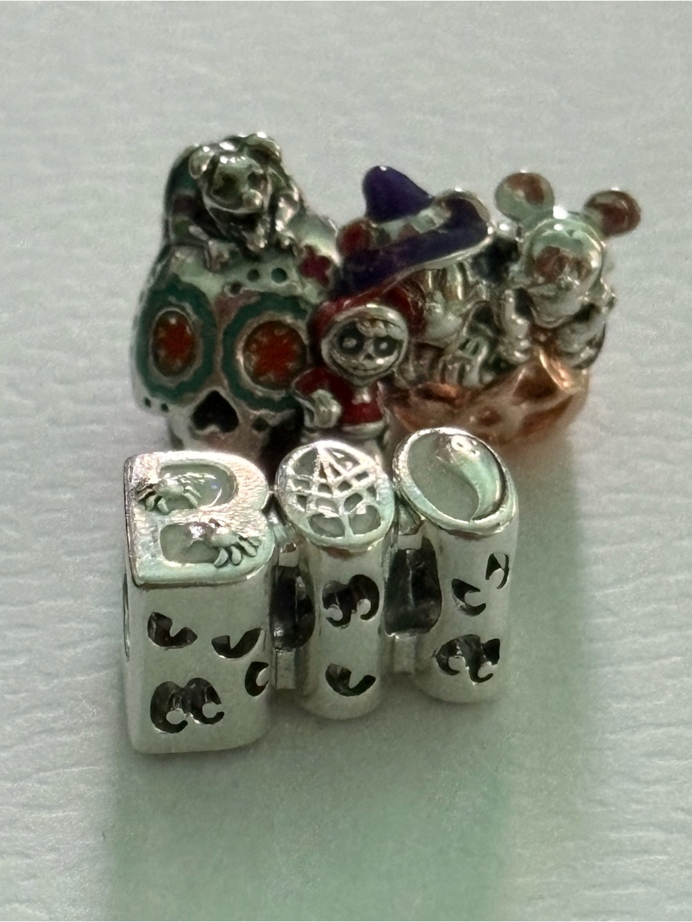 Pandora Silver Halloween 'BOO' & Themed Charms with Color Accents